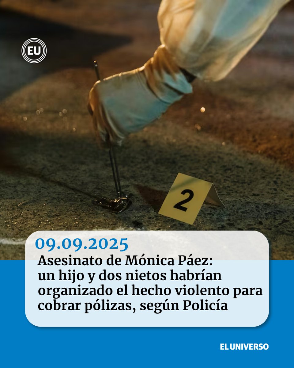 Asesinato de #MónicaPáez: un hijo y dos nietos habrían organizado asesinato para cobrar pólizas, según Policía ow.ly/YsVr50WU94F