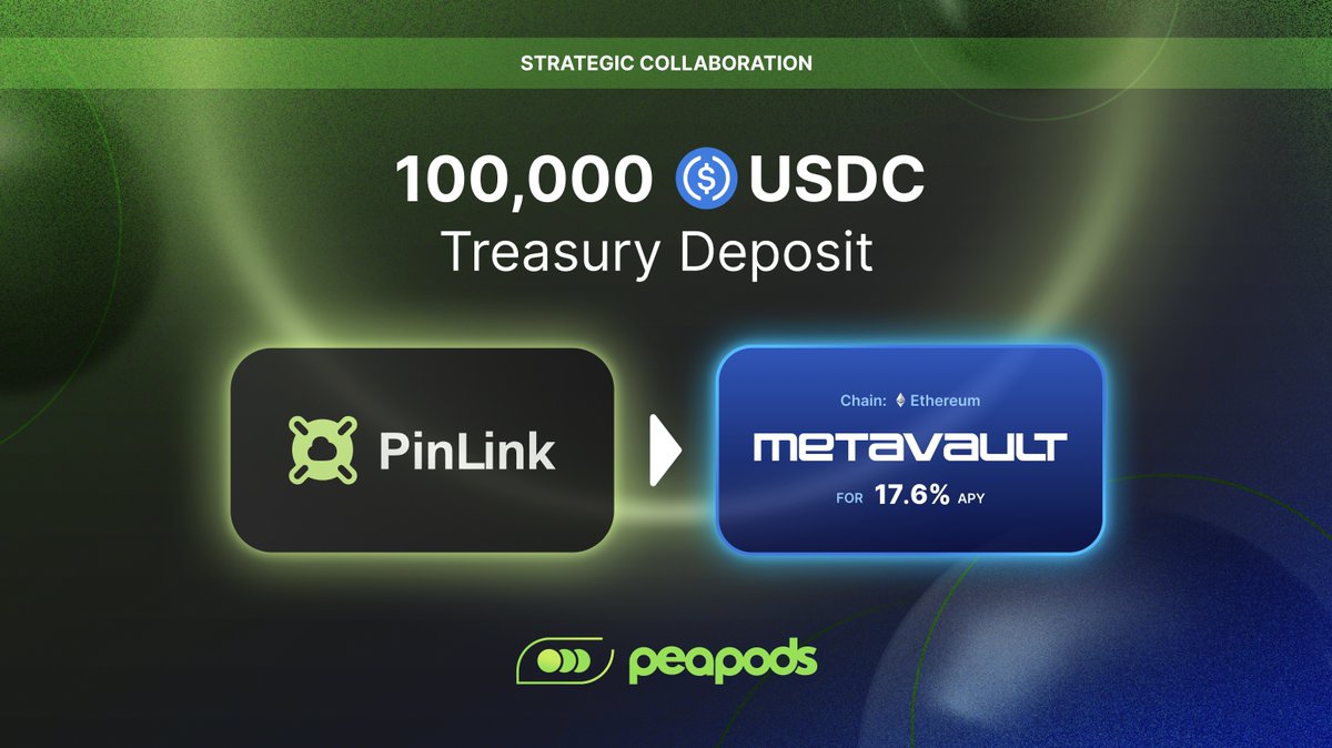 We're excited to announce that <a href="/PinLinkAi/">PinLink</a> is depositing 100,000 USDC into the Metavault on Ethereum mainnet as part of their treasury allocation strategy.

Additionally, Peapods and PinLink are working towards integrating a Metavault deposit option directly into the UI of the