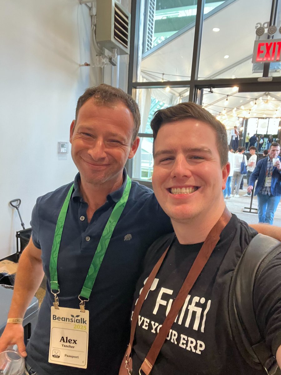 Are you at <a href="/beanstalkHQ/">Beanstalk</a> in NYC? Say Hi 👋 to <a href="/AlexYancher/">Alex Yancher</a> and Chris Ziomek! 

It was great seeing our friends at <a href="/fulfilio/">Fulfil</a>, who are also joining us on Thursday for our live #peakseason webinar. Register today: passportglobal.zoom.us/webinar/regist…
#beanstalk2025 #ecommerce #dtc #events