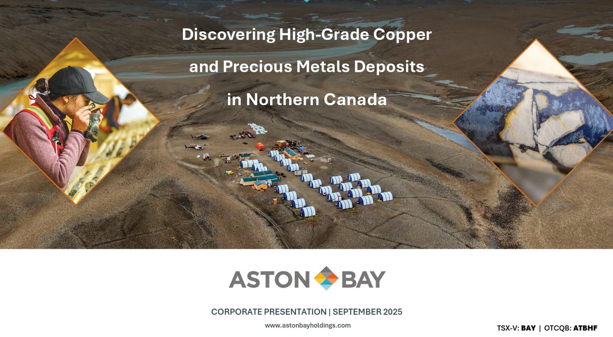 AstonBayCuAu's tweet image. Aston Bay is pleased to share its latest corporate deck, giving an in-depth look at our projects, strategy, and vision for the future. Check it out on our website:
astonbayholdings.com/investors/pres…
#Exploration #StormProject #EpworthProject #Copper #PreciousMetals
