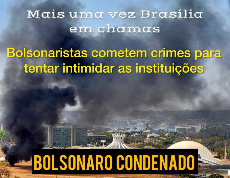 gremistaleosilv's tweet photo. Durante a leitura do voto do ministro Alexandre de Moraes, bolsonaristas atearam fogo em banheiros químicos de Brasília. Cadeia nesses terroristas!! https://t.co/ziozyeOF8r