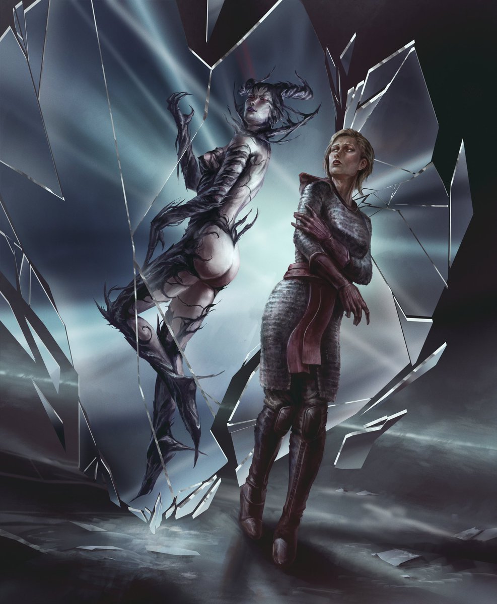 I did this illustration for a role playing game and I'm pretty happy about it. The duality of light and dark inside the same person