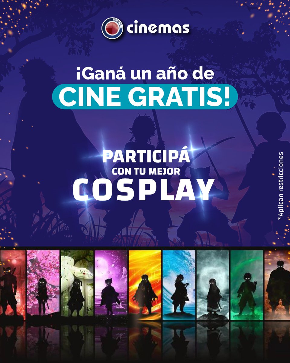 🧙‍♀ Participá con tu mejor cosplay:
📸 Subí tu foto y etiquetá a #Cinemas 🎞

📅 Del jueves 11 al miércoles 17 de septiembre
✨ Los 5 mejores cosplay pasarán a la gran final.

¡Es tu momento de brillar en la pantalla grande! 🌟
#NosApasiona