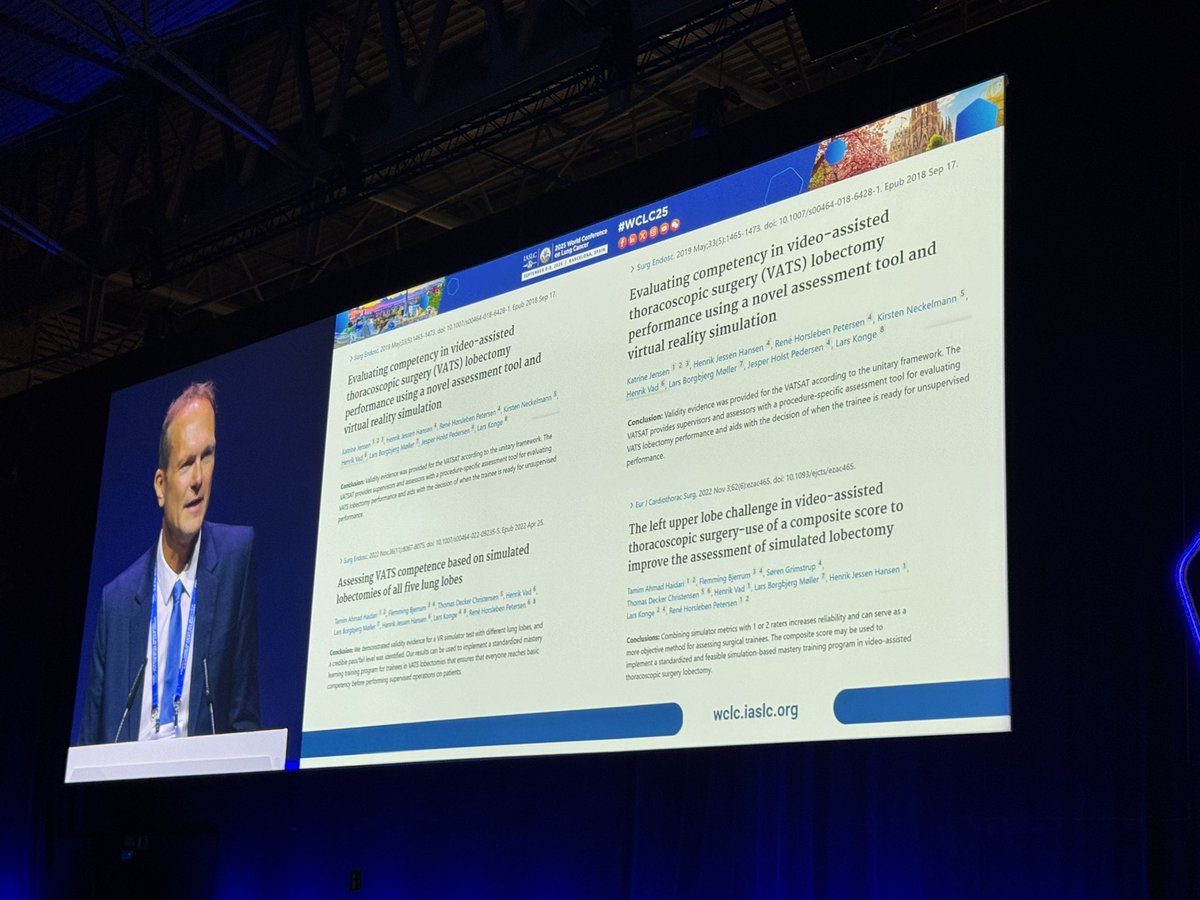 Inspiring and touching lecture by Prof. Lars Konge on simulation training for next generation of surgical oncologists at the Plenary Symposium at #WCLC25 today.
