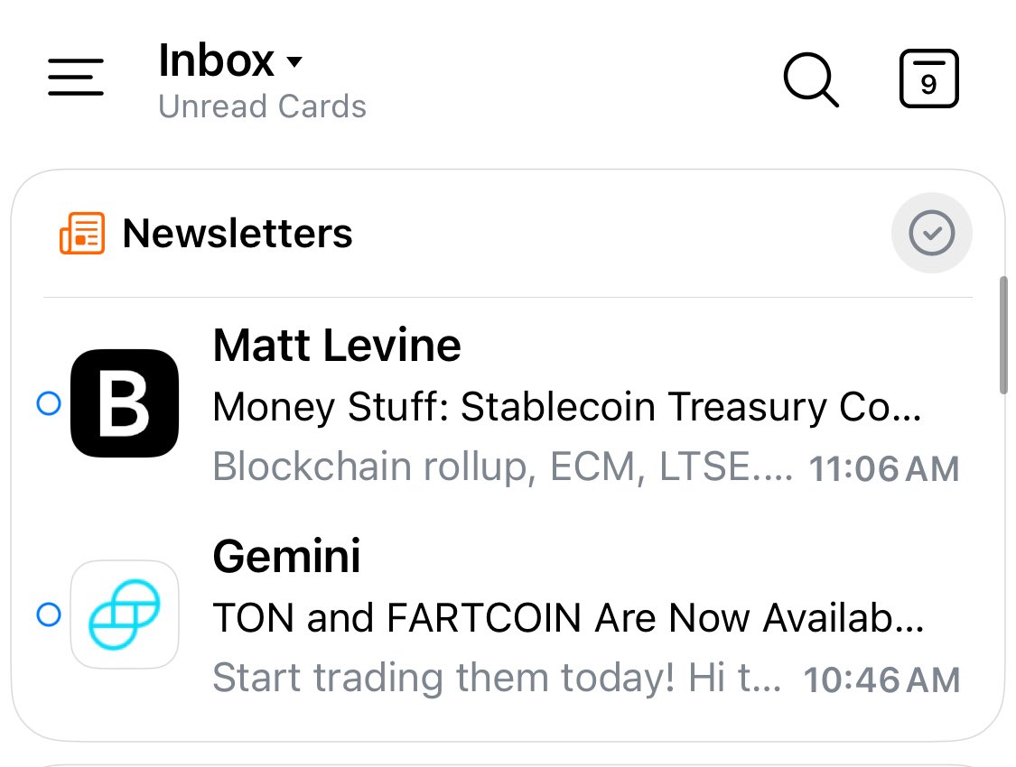 rdmcgr's tweet image. This is a real email — in which @gemini, a company that will IPO later this week, is informing me they will now make a market for $fart. What a world. 😆 

Also perfectly placed next to @matt_levine’s newsletter in my inbox. 🤌