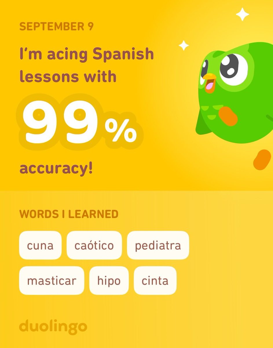seriosilly's tweet image. I’m learning Spanish on Duolingo! It’s free, fun, and effective.