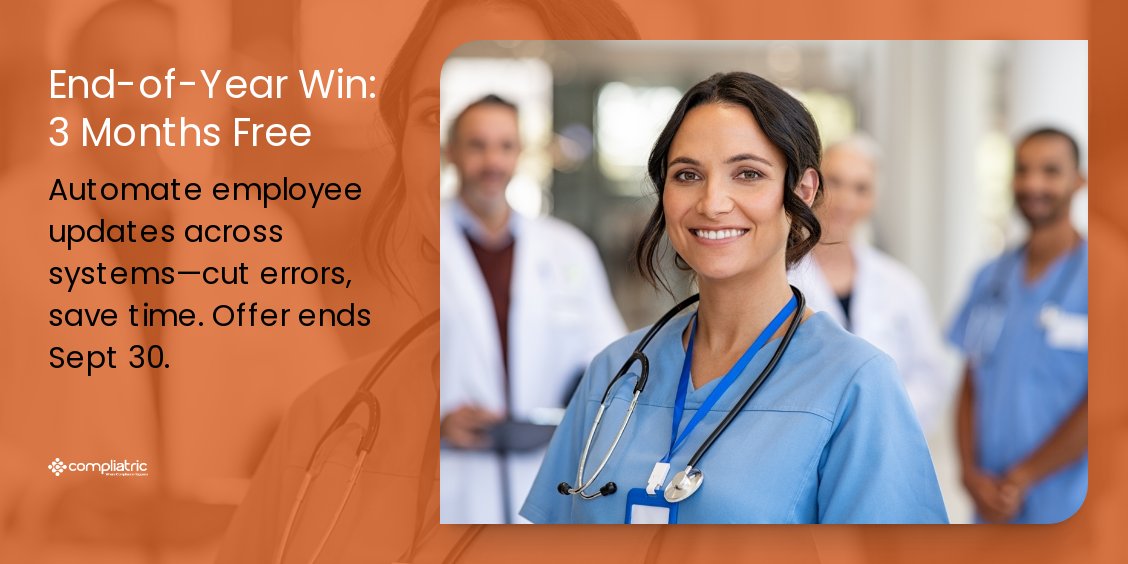 COMPLIATRIC's tweet image. Tired of updating employee info in five different places?
End the year with one less thing to worry about.- mailchi.mp/compliatric.co…