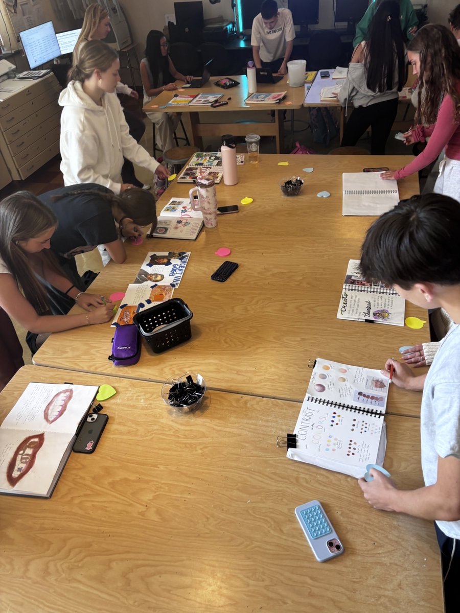 In the studio, feedback isn’t just about art—it’s about growth. High school artists learn to give and receive critique with respect, resilience, and reflection… skills that translate far beyond the canvas. #ArtEd #LifelongLearning