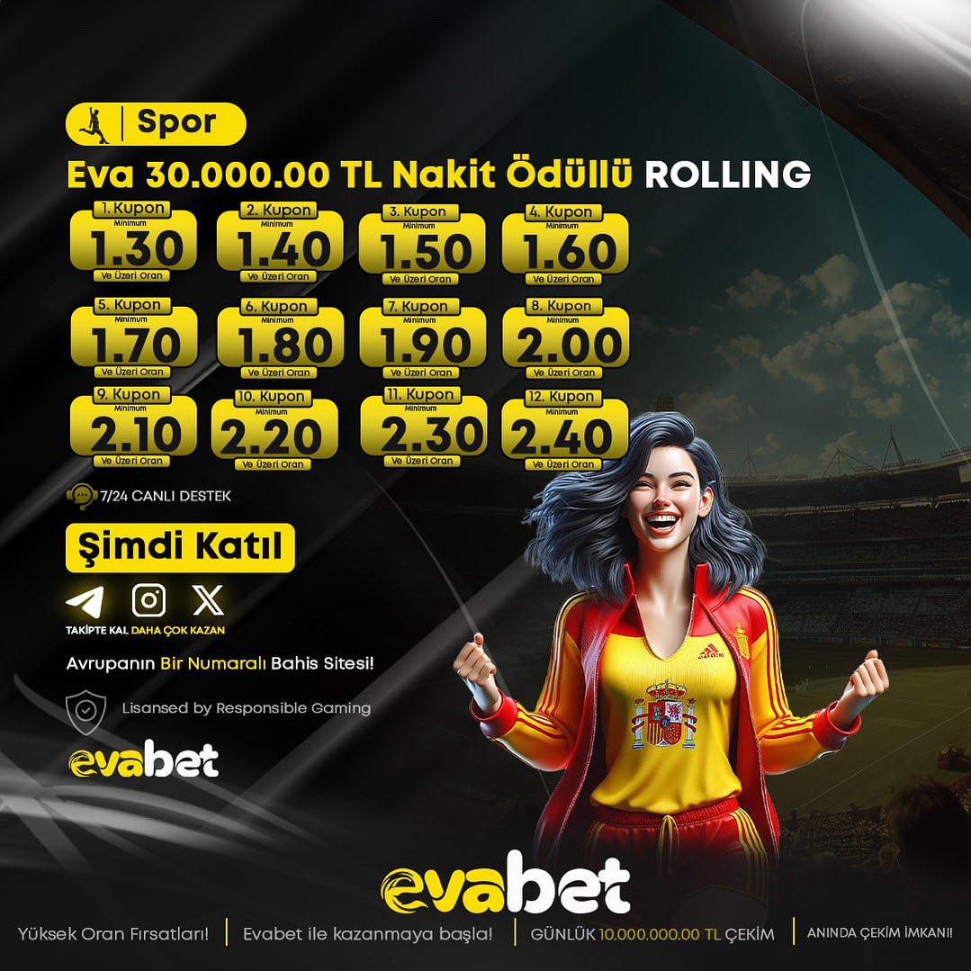 🏆 Yalnızca spor bahislerine özel geçerlidir

🏆Etkinlik 30.09.2025 tarihine kadar geçerlidir
🏆 İlk rolling yatırımından itibaren 2 gün içinde tamamlanmalıdır, aksi halde bakiye düzenlenir

🌐 GÜNCEL GİRİŞ (cutt.ly/evaguncelgiris)