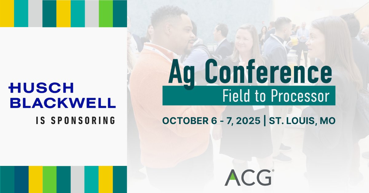 We are proud to sponsor the <a href="/ACGGlobal/">Association for Corporate Growth</a> Ag Conference, taking place October 6–7 in St. Louis! This two-day event brings together key players from across the agriculture value chain for industry insights, deal flow, and high-impact networking. 🔗 ow.ly/qLCu50WUazc