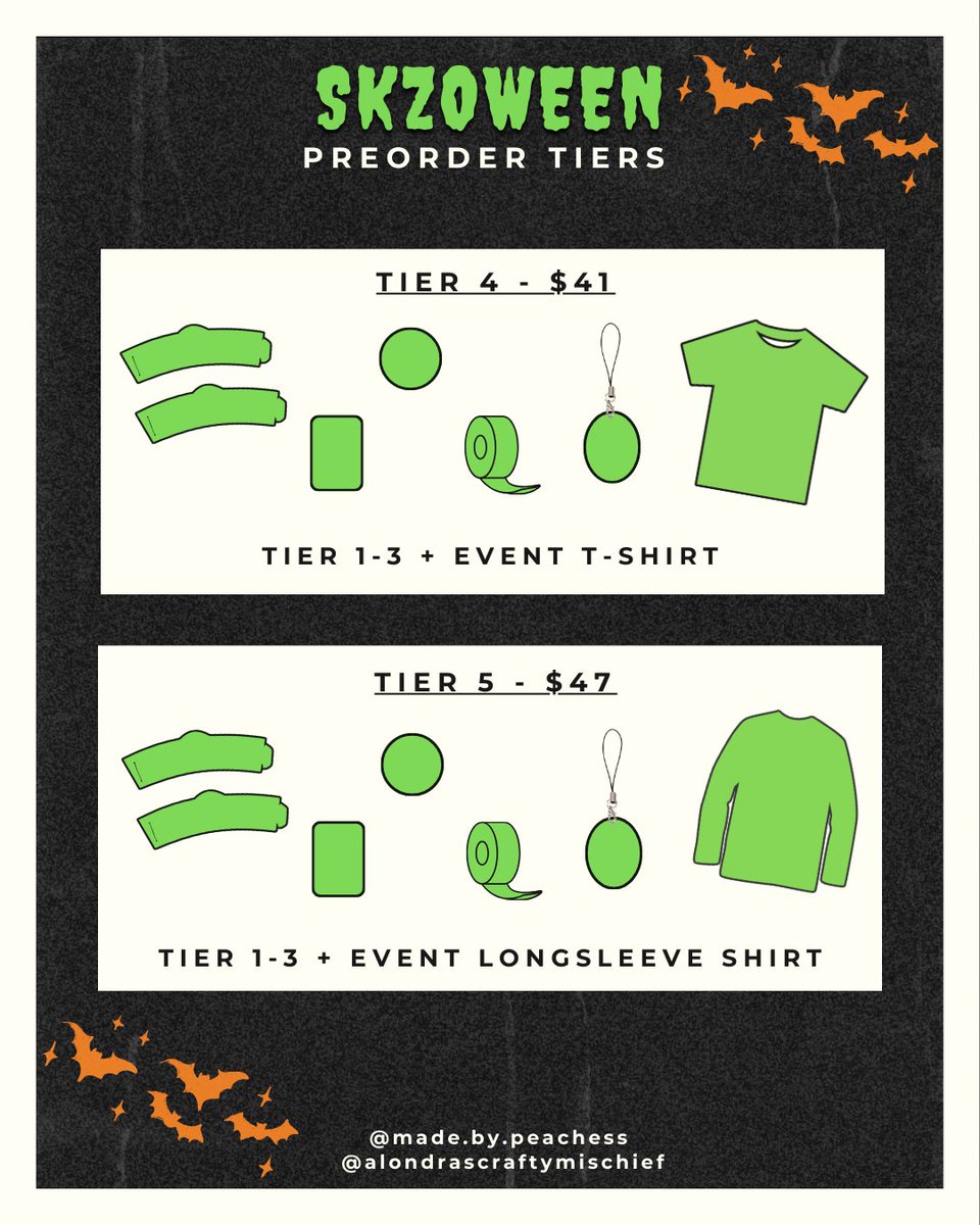 TIER ANNOUNCEMENT for SKZOWEEN 🎃💚

We’ll be sharing designs over the next few weeks 😈

Cupsleeves &amp; freebies are first come first served. Drink purchase is required for cupsleeve &amp; freebies.

Preorder here ➡️ forms.gle/dJYmWMx6jzrbfk…