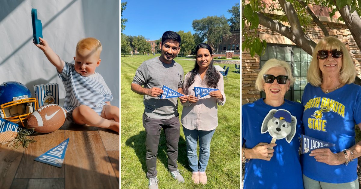 sdstateloyalty's tweet photo. From campus to Germany - and everywhere in between - Jackrabbit pride was on full display during #OneDayforSTATE last week! Thanks for making the day extra special with your yellow-and-blue spirit! 💙💛 https://t.co/4dLL27W1qV
