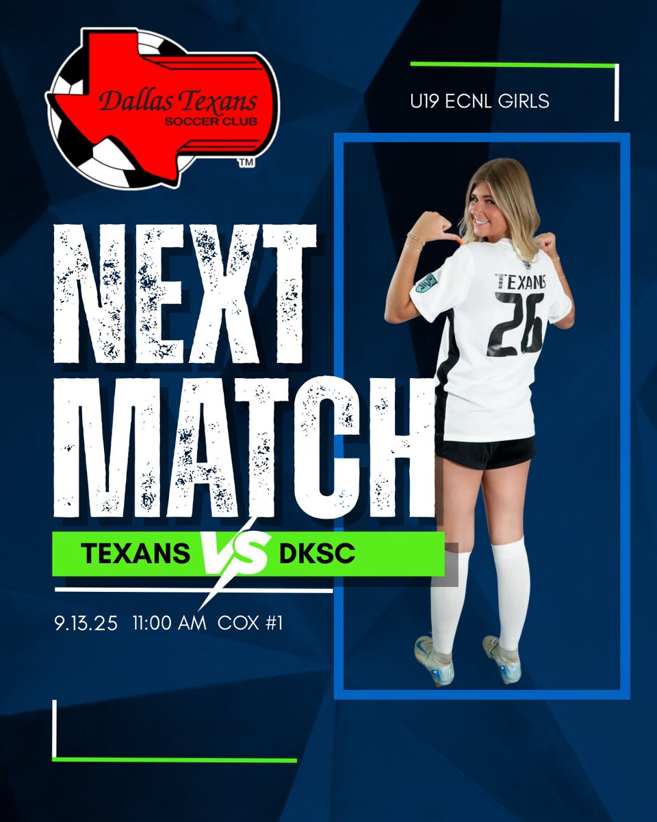 We go again on Saturday! <a href="/ECNLgirls/">ECNL Girls</a> <a href="/ImYouthSoccer/">ECNL/GA/Recruiting/College Soccer</a> <a href="/ImCollegeSoccer/">College Soccer Truth ™</a> <a href="/DTexansSC/">Dallas Texans Soccer Club</a>