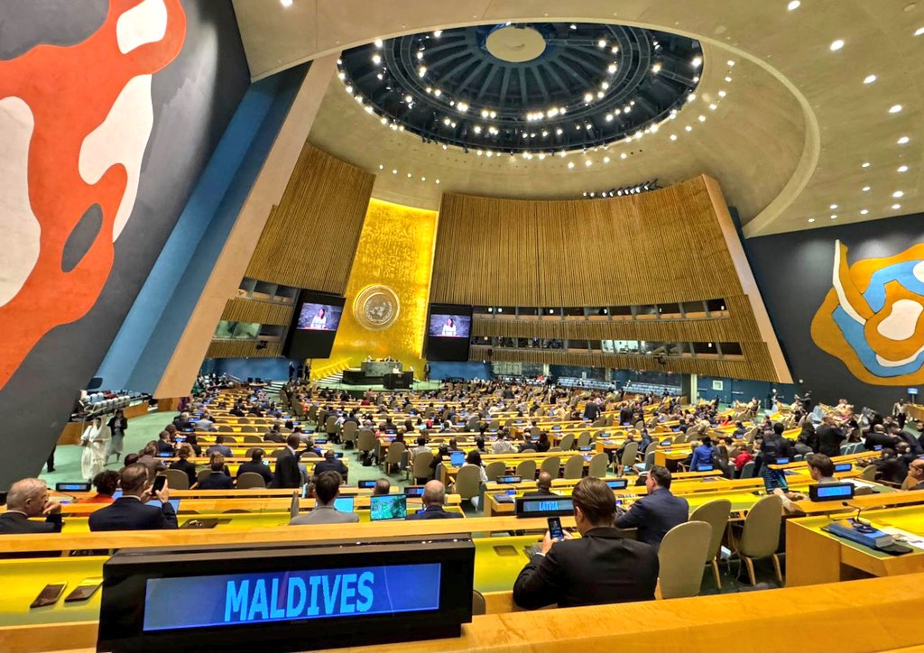 MVPMNY's tweet image. Maldives🇲🇻 assumes Vice-Presidency of #UNGA80 with pride &amp;amp; as proof that all states regardless of size or might can &amp;amp; must serve at all levels of the multilateral system. This is especially momentous as this year marks the Maldives 60th Anniversary of @UN membership.