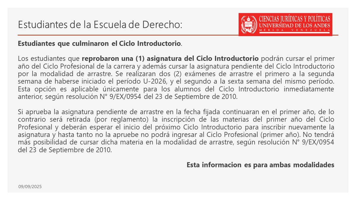 Estudiantes que culminaron el Ciclo Introductorio.
Los estudiantes que reprobaron una (1) asignatura del Ciclo Introductorio....