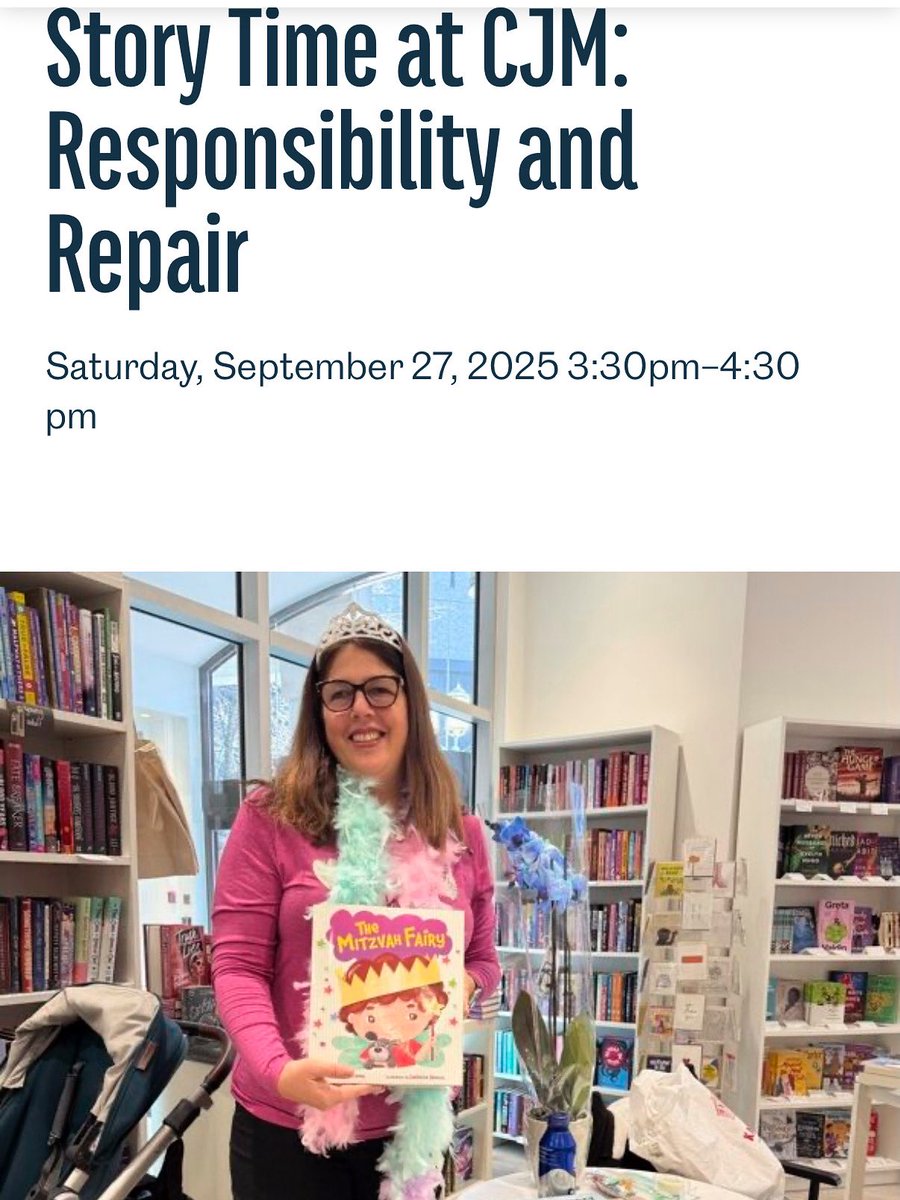 Please join me at Lillian &amp; Albert Small Capital Jewish Museum for story time on Saturday, September 27! There will be fun crafts and signed books available for purchase. The event is free but please register at the link. capitaljewishmuseum.org/events/story-t…