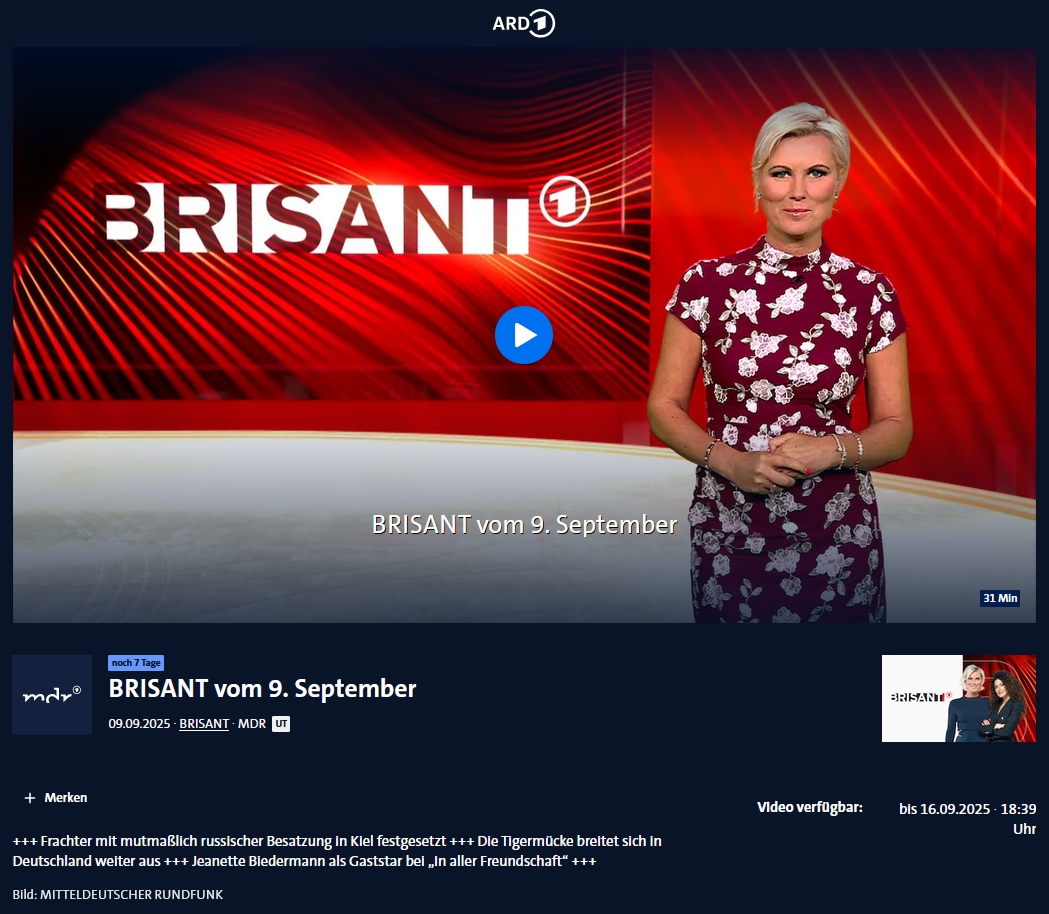 #Zivilschutz #Verteidigung #Krisenmanagement #Krisenforschung - "Verdacht auf #Spionage: #Frachter mit mutmaßlich russischer Besatzung in #Kiel festgesetzt" - Interview mit #Krisenforscher Frank #Roselieb (MDR, 09. September 2025) ardmediathek.de/video/brisant/…