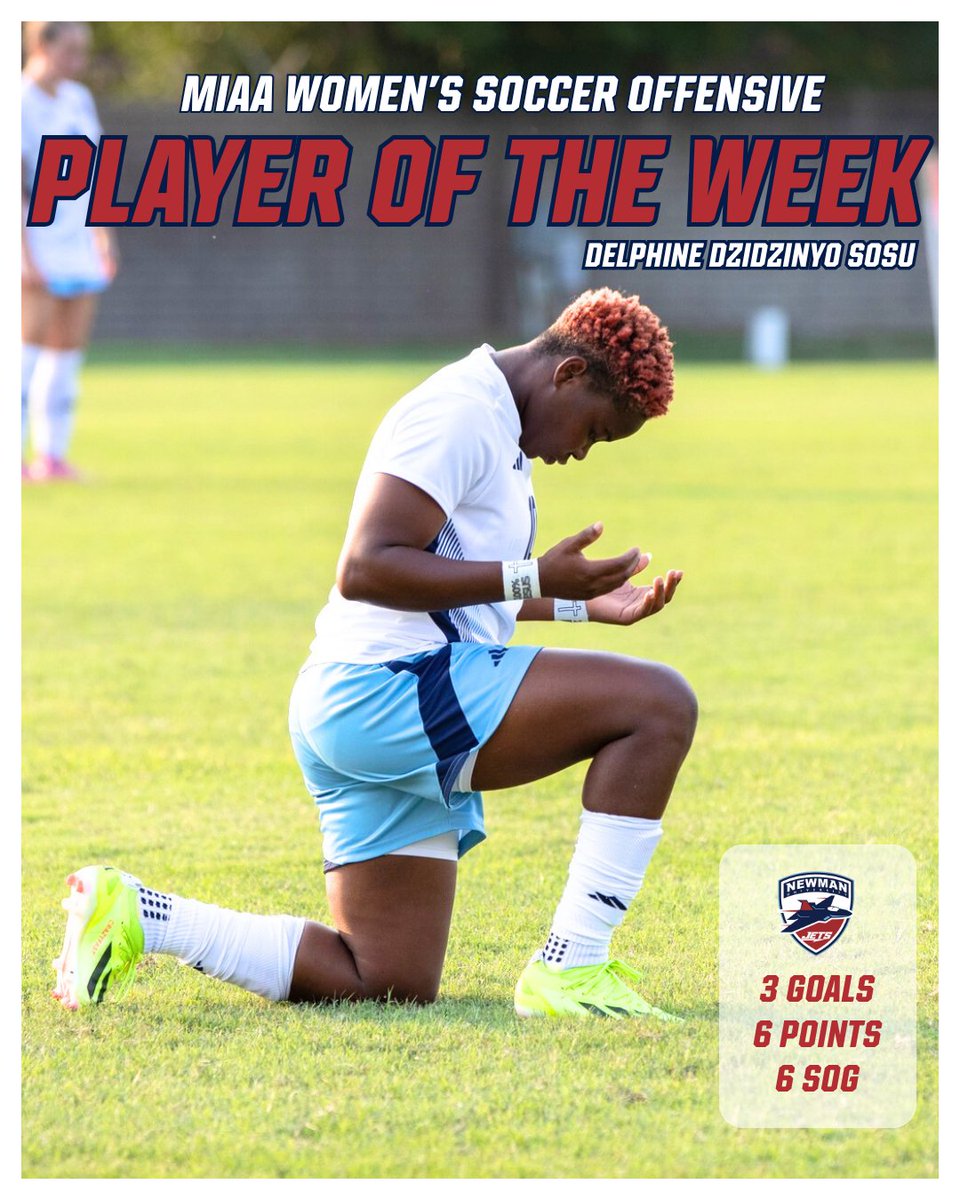 Newman Athletics (@newmanjets) on Twitter photo Delphine Sosu earns MIAA Offensive Player of the Week
📝bit.ly/42itdfv
#JetPower x <a href="/NewmanJetsWSOC/">Newman Women's Soccer</a> Delphine Sosu earns MIAA Offensive Player of the Week
📝bit.ly/42itdfv
#JetPower x <a href="/NewmanJetsWSOC/">Newman Women's Soccer</a>