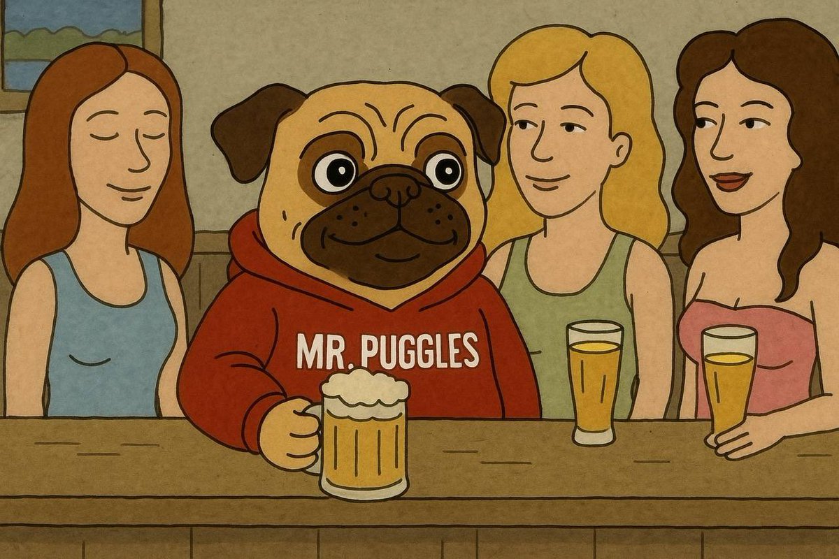 Mrpuggles's tweet image. Check out Mr. Puggles living it up at the bar with friends, showcasing that life is about enjoying good company and great vibes. Just like our community, where everyone is welcomed with a frosty brew of fun and laughter. Elevate your life with #puggles and remember, &apos;Happiness is…