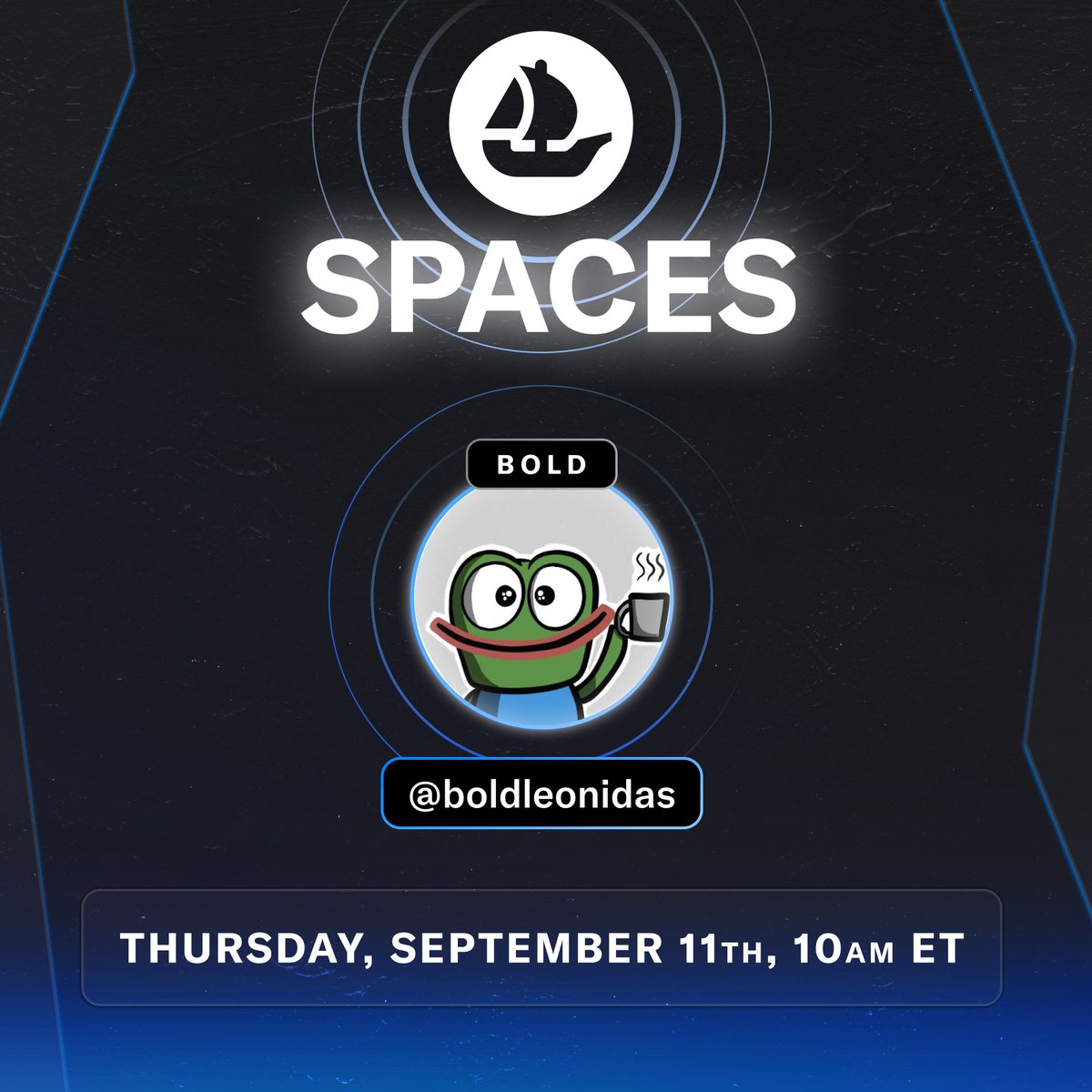 Go bold or go home.

We’re sitting down with <a href="/boldleonidas/">Bold</a> this Thursday at 10am ET on Spaces to learn how he merged historical newspaper “daily funnies” with crypto memes to make his iconic art style.

Set a reminder in the post below.