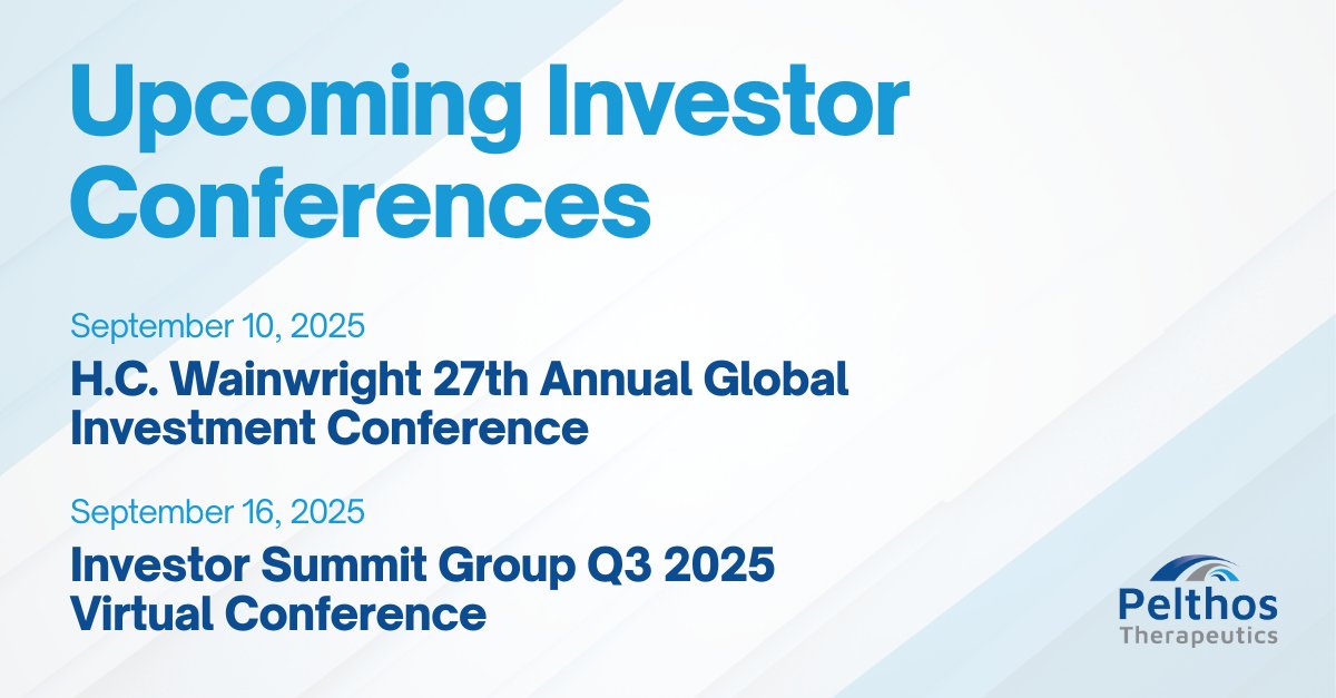 Our senior management team will discuss Pelthos' corporate strategy and outlook at several investor conferences this month. Read more: bit.ly/3I4mEXa