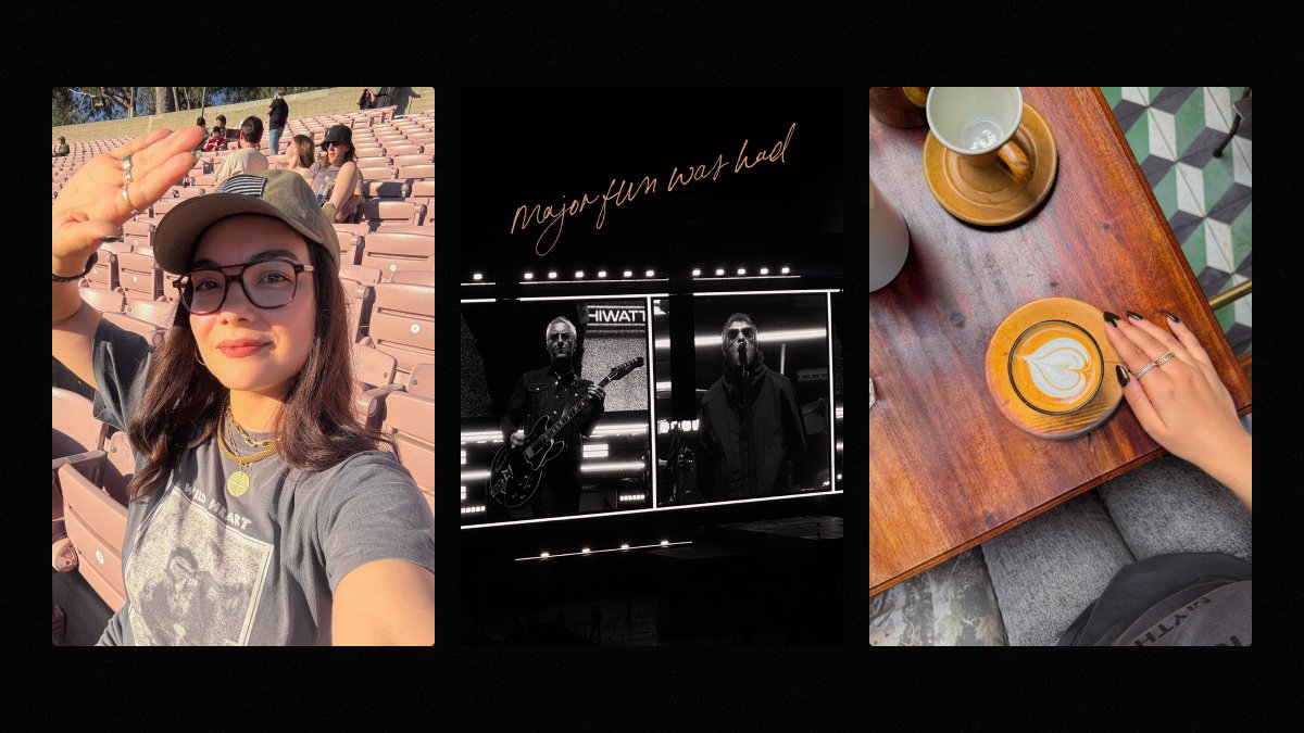 Spent a few days being utterly human in LA, just soaking up the sunshine, indulging in a cortado (or two) and singing along with over 80 thousand fans at the Oasis show at the Rose Bowl! 🖤🤘🏽☕️
