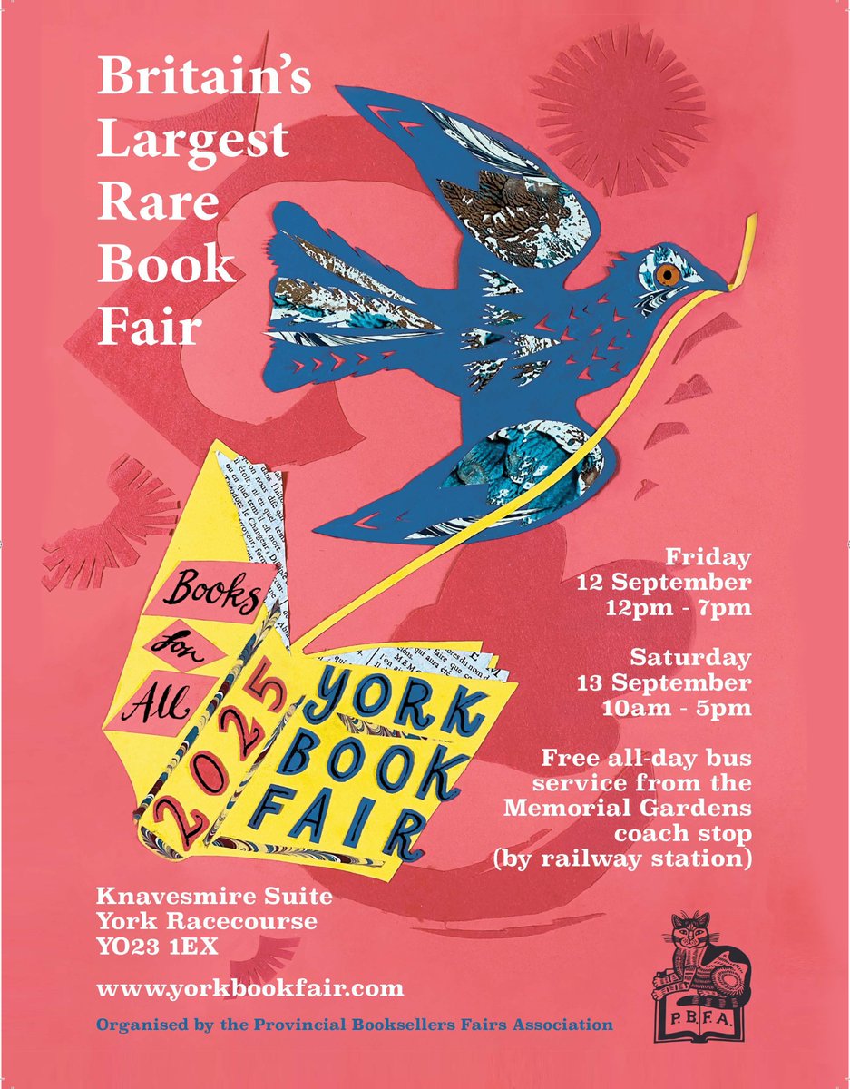 York Book Fair - the UK's largest book fair - is nearly upon us. We're at stand 171 on the first floor.

The fair is enormous, over 200 book dealers, and is over two days, 12th September 2025, 12:00 - 19:00 and 13th September 2025, 10:00 - 17:00 at The Knavesmire Suite, York