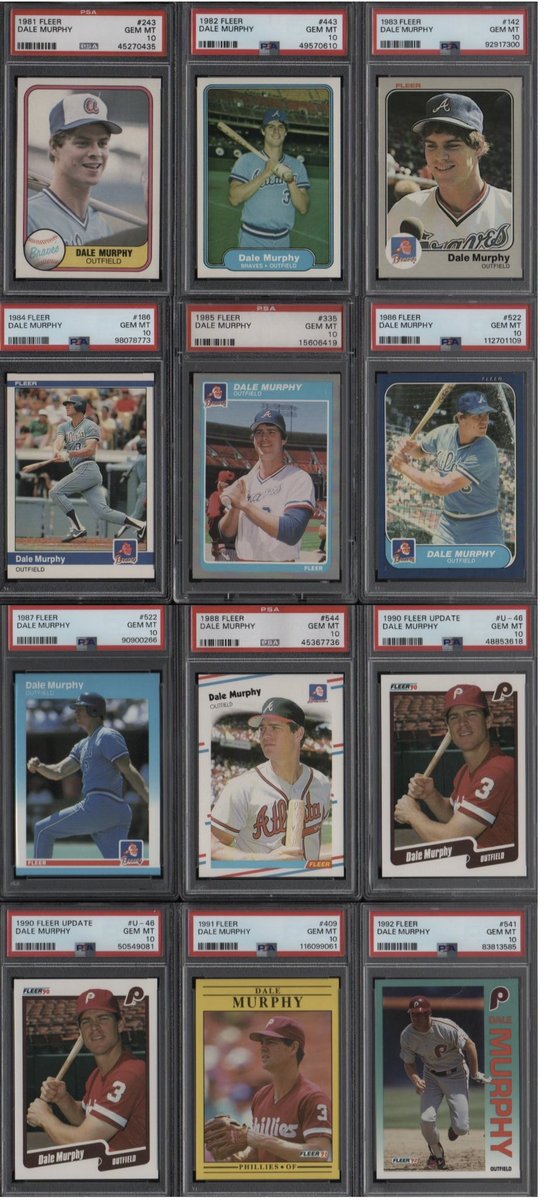 Update on the current Fleer Dale Murphy PSA 10 project.   Must need 3. Base 1989, 1990 and 1993. Any help appreciated