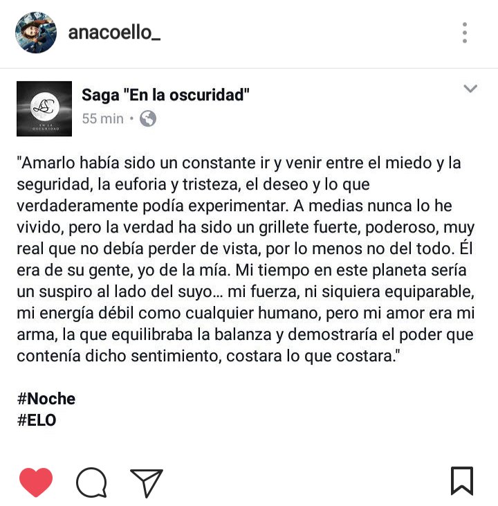 Mariahelena510's tweet photo. Esta Saga es fantasía, pero tiene mas realidad que cuando uno lee el periódico
#AnaCoello quizás a veces no magnifica, la magia que tiene en su mente.
Me identifico 100% a la primera parte. Y es que sentir al máximo es mi deseo https://t.co/Ln5ZWnjDWI