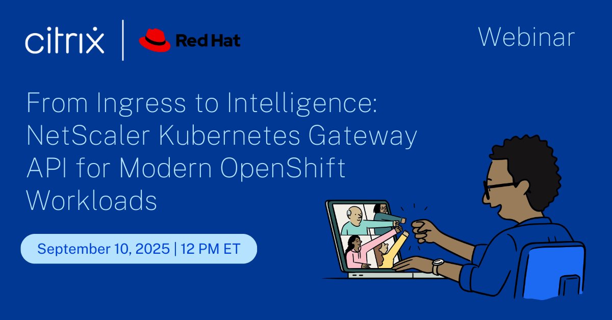 .@Citrix and <a href="/RedHat/">Red Hat</a> are hosting a webinar on September 10 to walk through how #NetScaler Kubernetes Gateway Controller and @OpenShift can transform your application delivery capabilities. Register here: spr.ly/6019AydvH