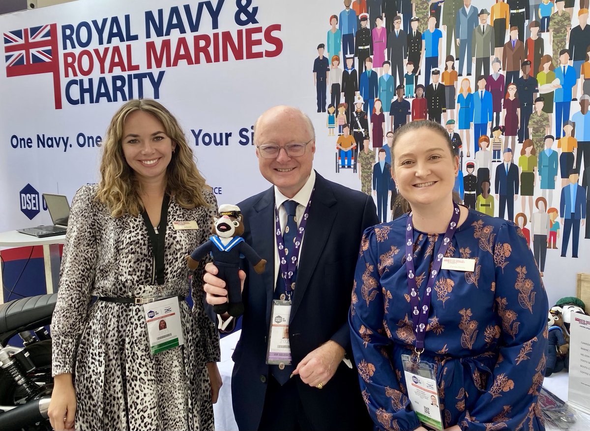Great to join Alicia and Pamela of the ⁦<a href="/RNRMC/">Royal Navy & Royal Marines Charity</a>⁩ at DSEI today, helping promote the important work of the charity in supporting our serving community, veterans and their families. Drop in and see them if you’re at Excel this week.