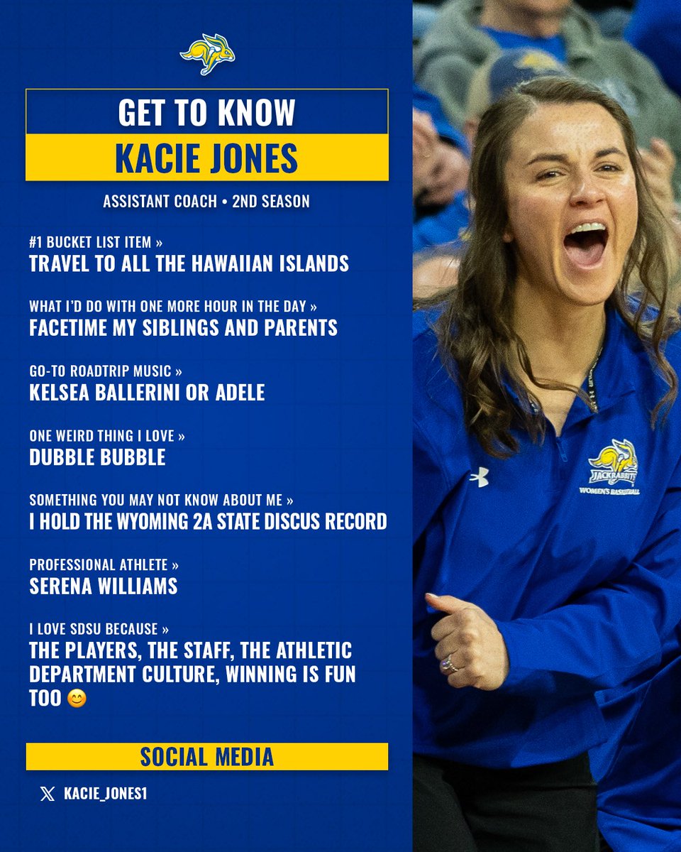 Get to know our staff » Kacie Jones ✈️🎧🎾

#GoJacks 🐰