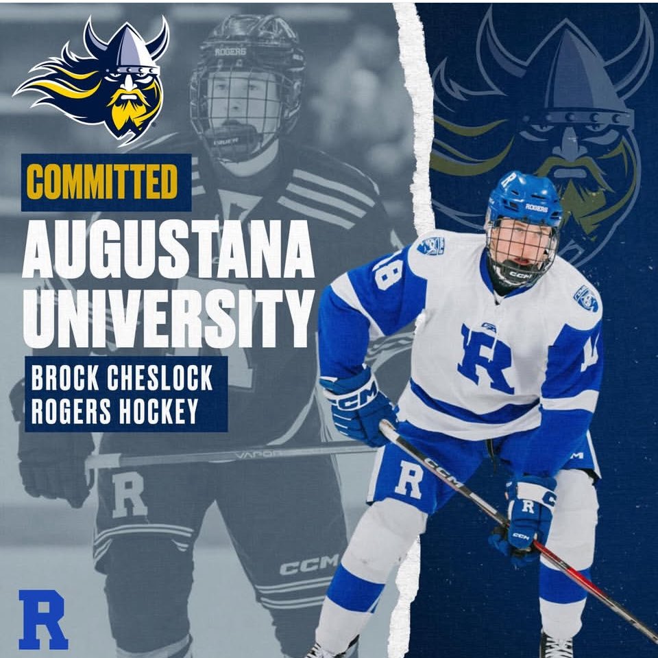 ‼️🚨BREAKING🚨‼️
 
The Augustana Vikings have received a commitment from Brock Cheslock!
🔵🟡⚔️

The ’08 born Forward from Rogers, MN had 39 points in 30 GP during the 2024-25 season for Rogers HS.

USHL Rights- <a href="/OmahaLancers/">Omaha Lancers</a>