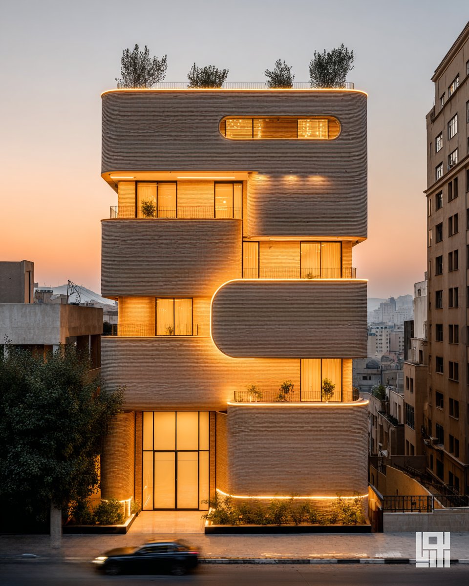 Curved Horizons of Brick - work by <a href="/pooriyazamani/">Pooriya Zamani</a> 
Generated with #Ai 
.
#BRICK #facade #brickarchitecture #facadedesign