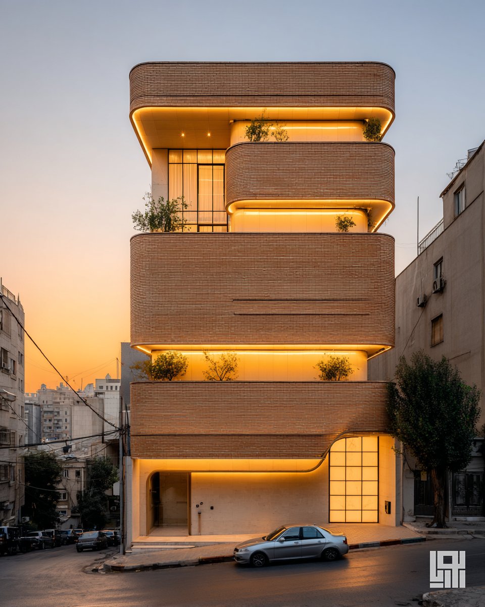 Curved Horizons of Brick - work by <a href="/pooriyazamani/">Pooriya Zamani</a> 
Generated with #Ai 
.
#BRICK #facade #brickarchitecture #facadedesign