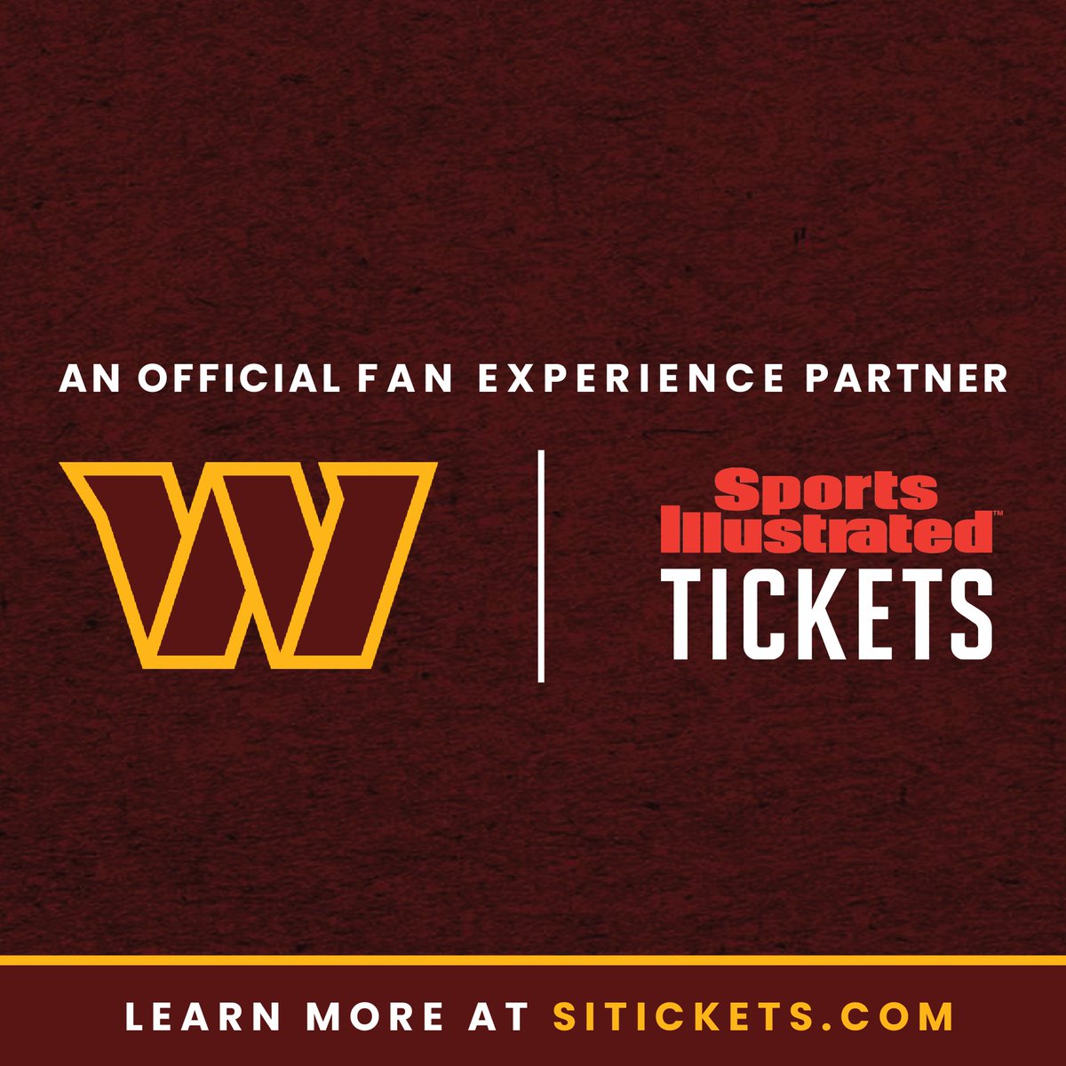 Sports Illustrated Tickets is now an Official Fan Experience Partner of the Washington Commanders—both at Northwest Stadium and for the historic 2025 NFL Madrid Game 🏈.   Grab your packages now at sitickets.com/commanders.  #SportsIllustratedTickets #Commanders