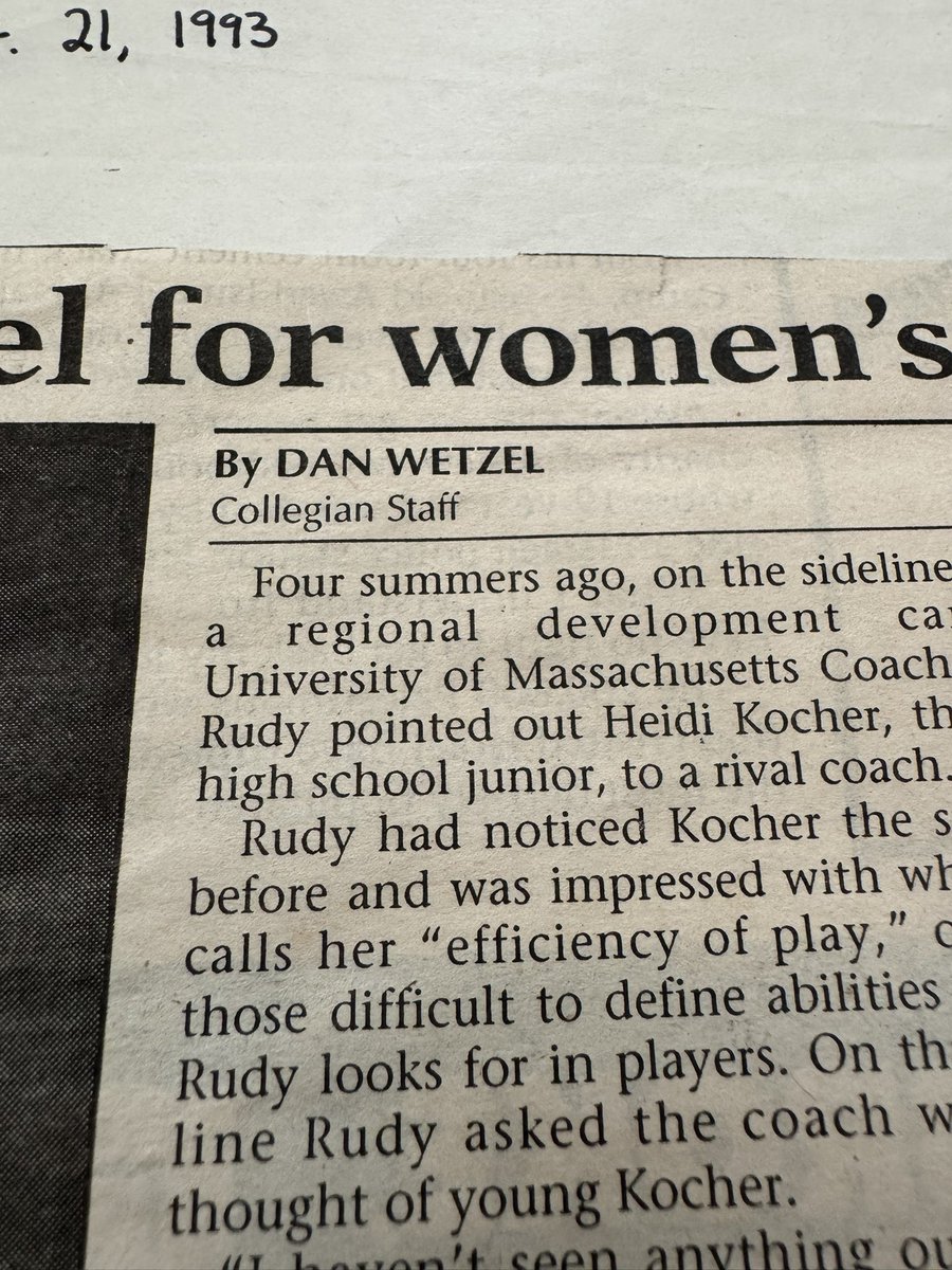 Well <a href="/DanWetzel/">Dan Wetzel</a> you were a great writer way back in the day!!  Classic article featuring <a href="/HeidiMoccia/">Heidi Moccia</a> with a quote from <a href="/BriScurry/">Briana Scurry</a> on <a href="/UMassWSoccer/">UMass Women's Soccer</a> went on to the Final 4 that year!!!!