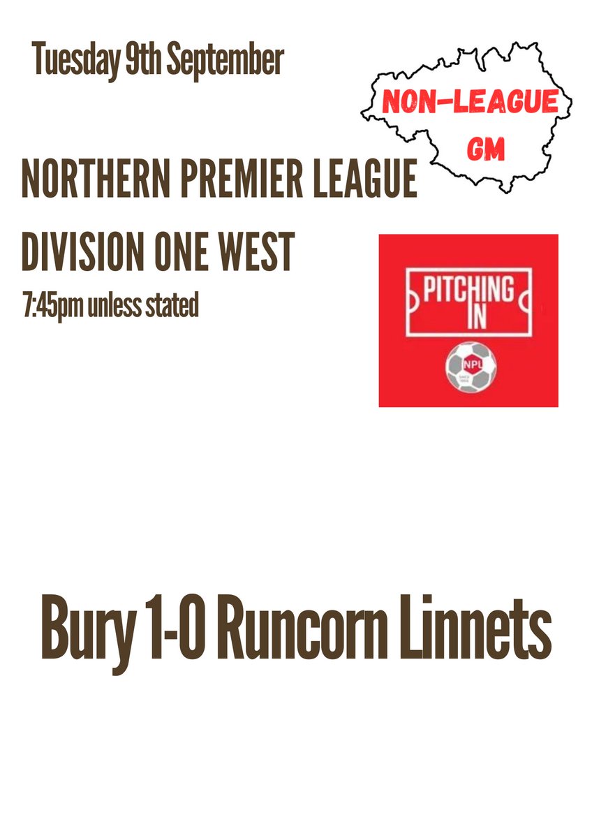 In <a href="/NorthernPremLge/">The Pitching In Northern Premier League</a> Div 1 West, <a href="/buryfcofficial/">Bury Football Club</a> get a good win, their 2nd of the season, &amp; they're in the top half