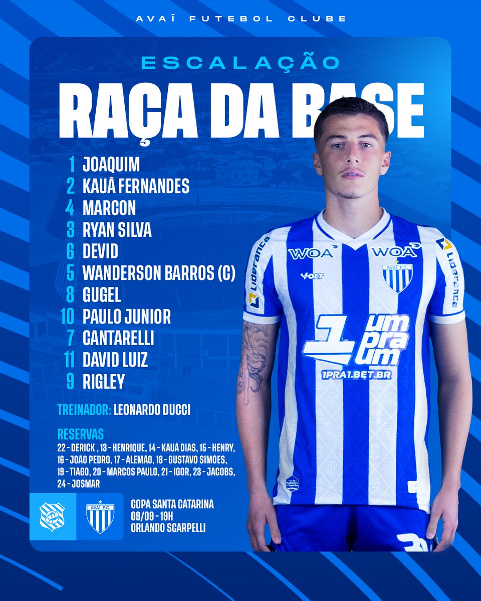 🦁✍🏻 A <a href="/RacadaBase/">Raça da Base | 🦁</a> tá escalada para o Clássico, na estreia da Copa SC, no Estádio Orlando Scarpelli. 

#AvaíMinhaVidaMeuAmor