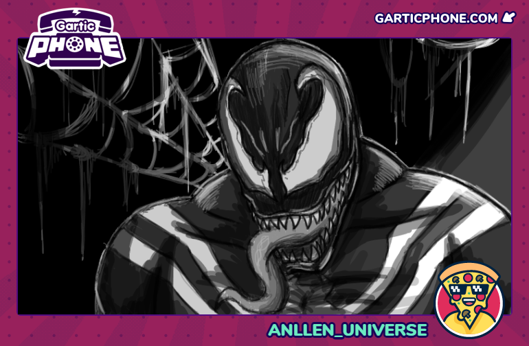 Dibujé a Venom en #garticphone Le damos en vivo por twitch por si gustas pasarte a jugar con nosotros :D