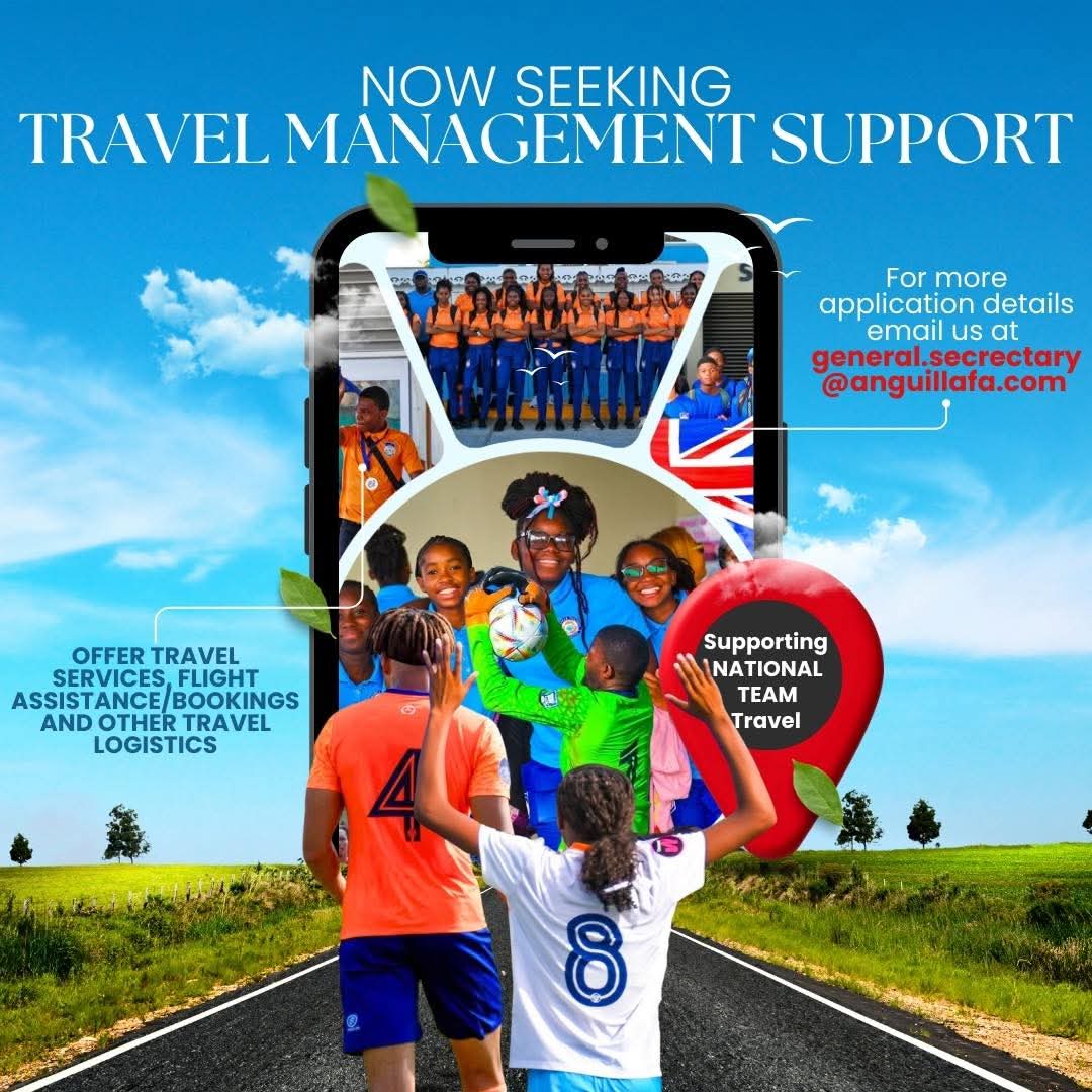 Anguilla Football Association (@anguillafa) on Twitter photo The AFA is inviting proposals from qualified Travel Management Companies to support National Team travel
Areas of support:
Providing flight options for travel &
Round-the-clock support.
Deadline for submissions: 22.9.25
For full tender document: general.secretary@anguillafa.com The AFA is inviting proposals from qualified Travel Management Companies to support National Team travel
Areas of support:
Providing flight options for travel &
Round-the-clock support.
Deadline for submissions: 22.9.25
For full tender document: general.secretary@anguillafa.com