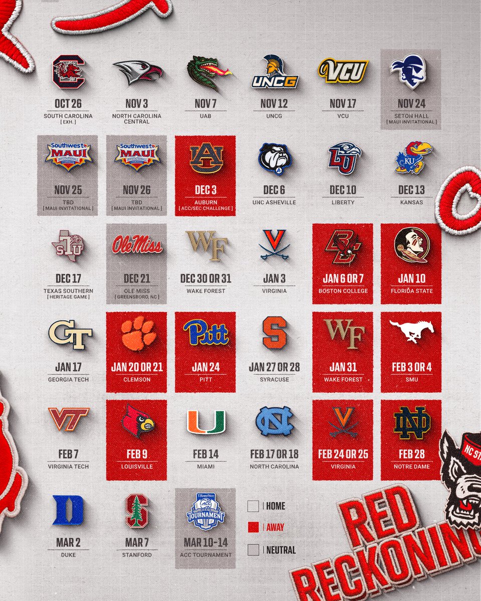 OFFICIAL: 2025-26 FULL SCHEDULE 🐺

#RedReckoning