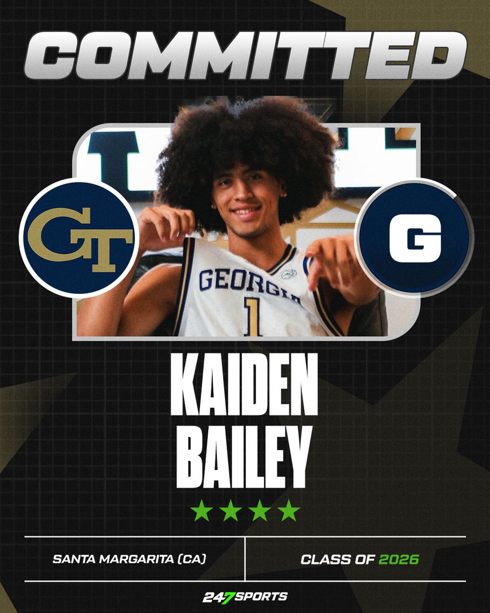 BJenkins247's tweet image. 𝗡𝗘𝗪𝗦: Kaiden Bailey, the No. 117 overall recruit in the national 2026 class, has committed to #GeorgiaTech.

&quot;It really came down to how they believed in me and saw me the way I see myself.&quot;

 𝗥𝗘𝗔𝗗 247sports.com/college/basket…