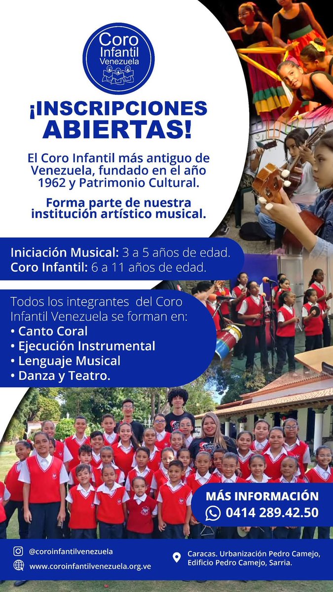 INSCRIPCIONES ABIERTAS para ingresar al Coro Infantil Venezuela