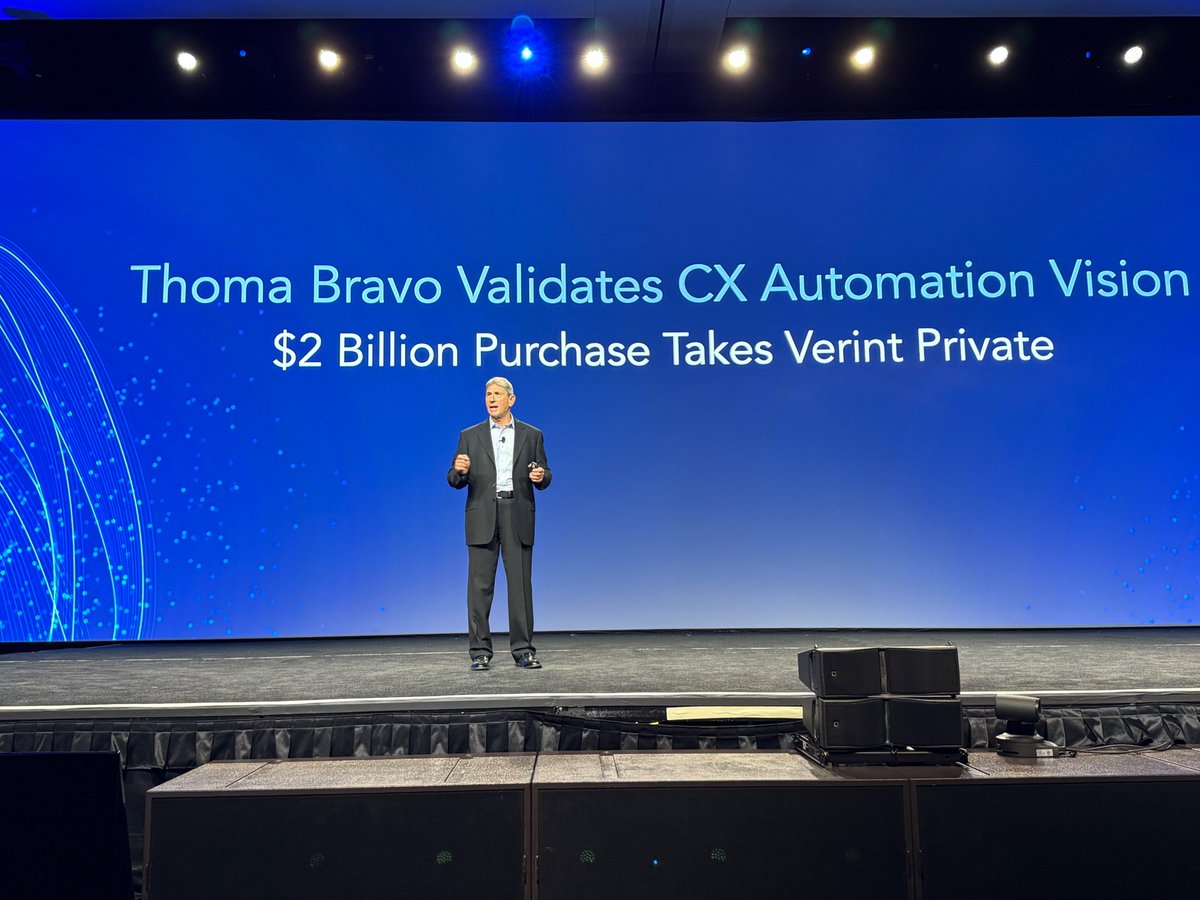 lizkmiller's tweet image. Welcome to the #VerintEngage25 stage...@Verint CEO Dan Bodner who had a little to say about the recent acquisition news that @thomabravo is set to acquire the #CXAutomation company for $2B.

&quot;This is a strong validation that our strategy is working.&quot;