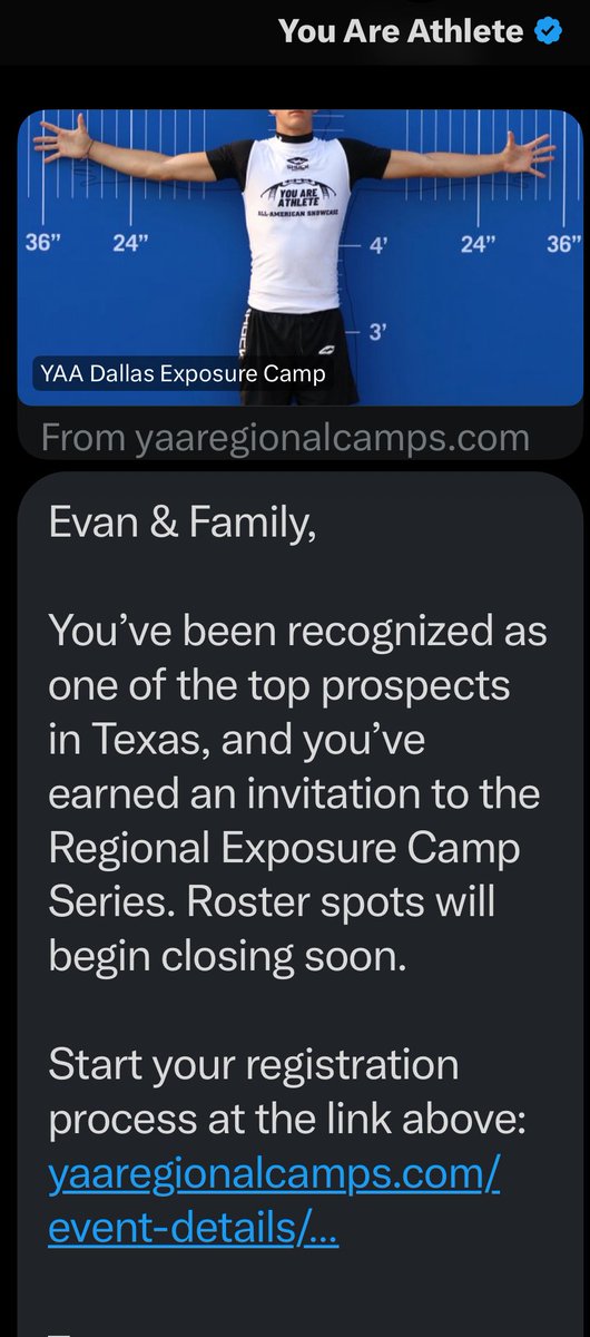 evanmatt23's tweet image. Thank you @youareathlete for the  recognition and the personal invite to your Regional Exposure Camp next Jan. Truly blessed and honored for the opportunity to showcase my skills and to earn the right to play at the next level! 🙏🏼
@FHSRACCOONFB @CoachHarbert @coachddsmith…