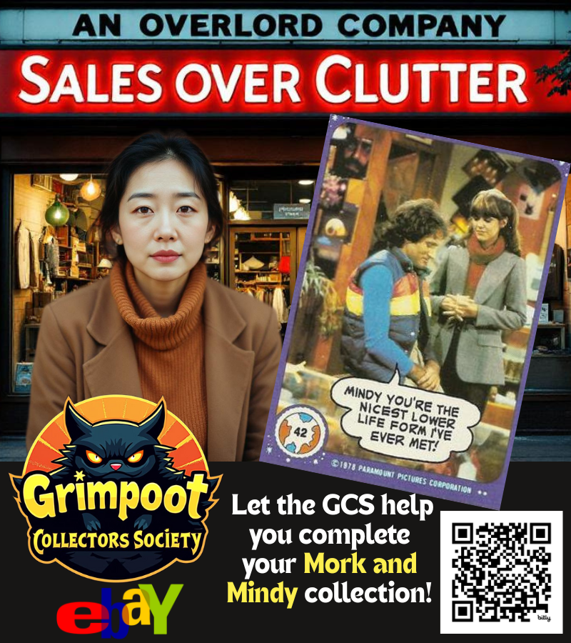 Sales over Clutter (@seller_ol) on Twitter photo Nanu-Nanu! A Collector's Look Back at the 1978 Topps Mork & Mindy Cards
<a href="/ncore_ol/">Nerdcore Overlord</a> @pcast_ol <a href="/sports_ol/">Sports Overlord</a> @things_ol <a href="/cbc_ol/">Overlord of Comics and toys w/Gamila Radi</a> <a href="/tpc_ol/">Clynt 'Nay Nay' Montgomery, The Podcast Collector</a> <a href="/pds_ol/">Podcast Stories w/Garrett Loomer</a> #OverlordContent
Overlord Article bit.ly/3UMXw9V
Grimpoot Store ebay.to/46NbcsS Nanu-Nanu! A Collector's Look Back at the 1978 Topps Mork & Mindy Cards
<a href="/ncore_ol/">Nerdcore Overlord</a> @pcast_ol <a href="/sports_ol/">Sports Overlord</a> @things_ol <a href="/cbc_ol/">Overlord of Comics and toys w/Gamila Radi</a> <a href="/tpc_ol/">Clynt 'Nay Nay' Montgomery, The Podcast Collector</a> <a href="/pds_ol/">Podcast Stories w/Garrett Loomer</a> #OverlordContent
Overlord Article bit.ly/3UMXw9V
Grimpoot Store ebay.to/46NbcsS