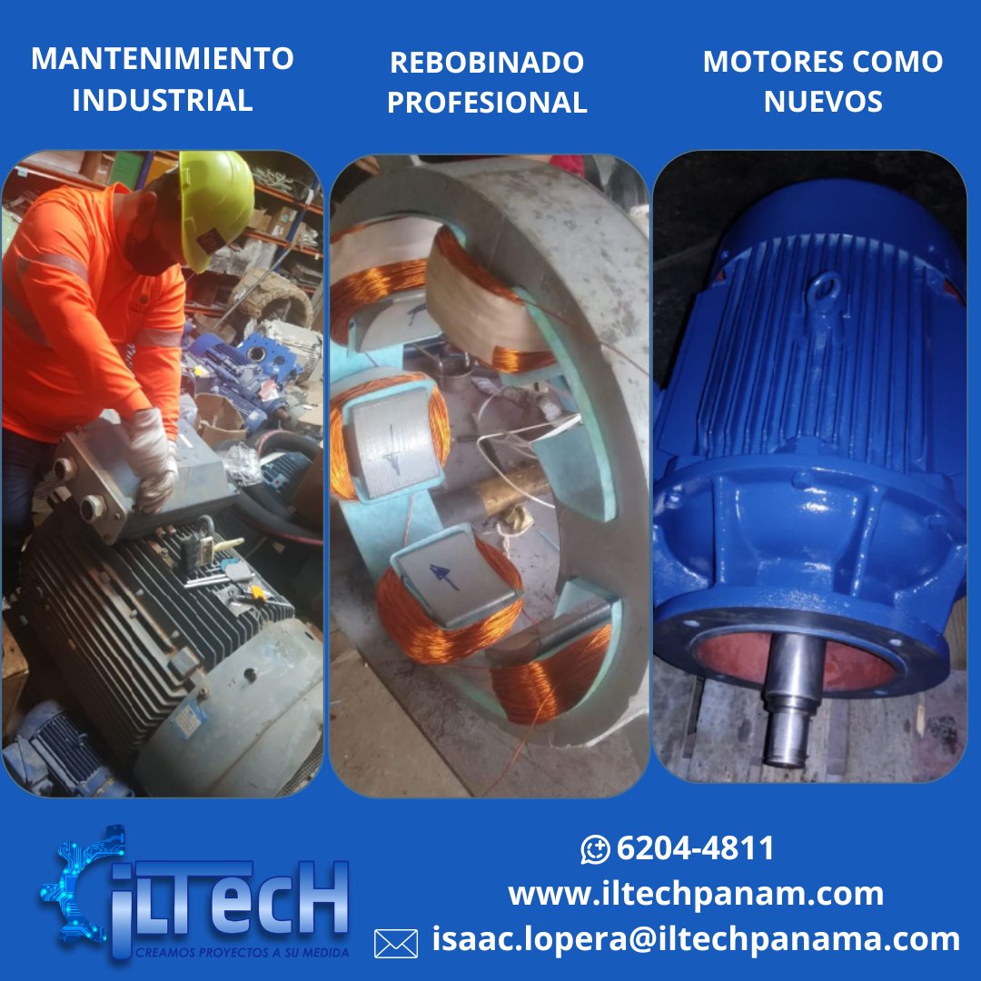 iLTech_panama's tweet image. ⚡ ILTECHPANAMA mantiene tus motores siempre en marcha.
✅ Mantenimiento
✅ Rebobinado
✅ Reparación
📞 +507 6604-4811| 📧 isaac.lopera@iltechpanama.com
iltechpanama.com
#MantenimientoIndustrial #ILTECHPANAMA