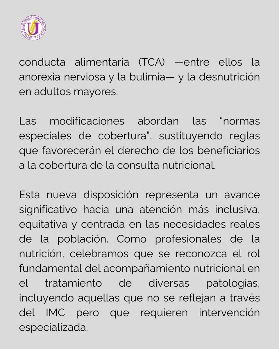nutrichile's tweet image. 🙌 ¡Gran noticia para la salud en Chile!
La @SuperDeSalud   instruyó a las Isapres a ampliar la cobertura de las consultas nutricionales para todas las personas con trastornos alimentarios . Desde el @nutrichile  celebramos este avance!