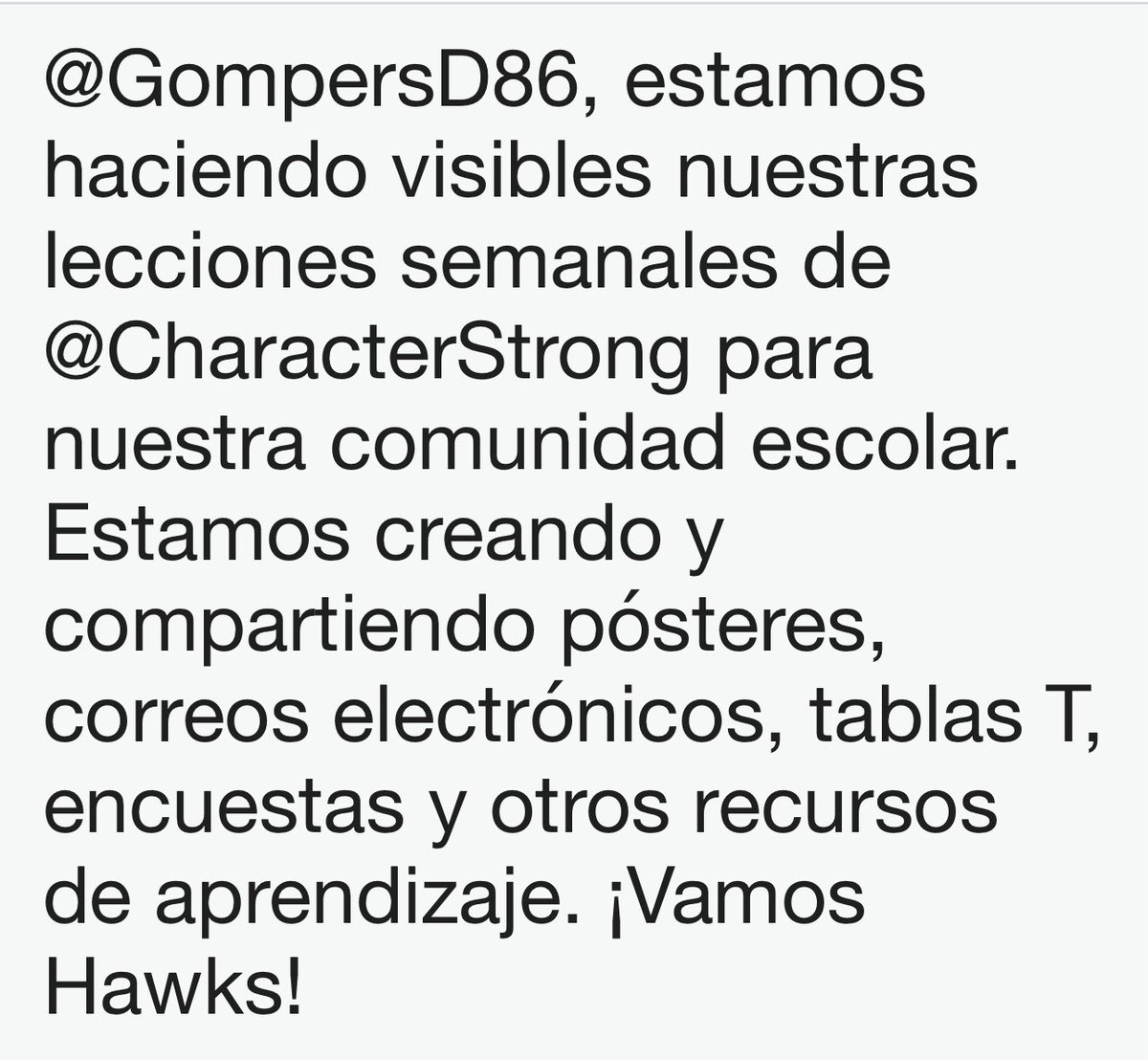 Raul Gaston (@principalgaston) on Twitter photo <a href="/GompersD86/">Gompers Jr. High</a>, we are making our weekly <a href="/CharacterStrong/">CharacterStrong</a> lessons visible to our school community. Posters, emails, t-charts, surveys, and other artifacts of learning are being created and shared to our school community. Go Hawks! <a href="/GompersD86/">Gompers Jr. High</a>, we are making our weekly <a href="/CharacterStrong/">CharacterStrong</a> lessons visible to our school community. Posters, emails, t-charts, surveys, and other artifacts of learning are being created and shared to our school community. Go Hawks!